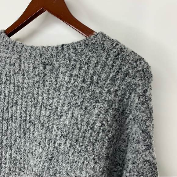 Woolen Bloom Static Gray Woven Fleck Thick Ribbed Crewneck Sweater New Nwt Sz L - Picture 9 of 14